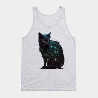 Black Cat of Magic Text Tank Top